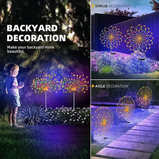 Solar LED Firework Fairy Lights – Outdoor Garden Decoration for Lawn, Pathway & Festive Events
