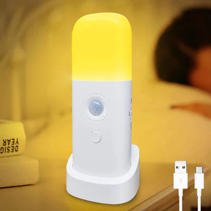 Motion Sensor Night Light – USB Rechargeable, Portable & Dimmable LED Lamp