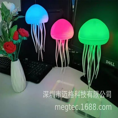Cartoon Dancing Jellyfish Night Light – RGB Gradient LED Bedside Lamp with Voice Control & Type-C Charging