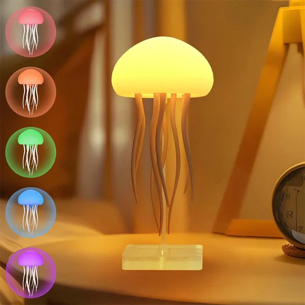 Cartoon Dancing Jellyfish Night Light – RGB Gradient LED Bedside Lamp with Voice Control & Type-C Charging