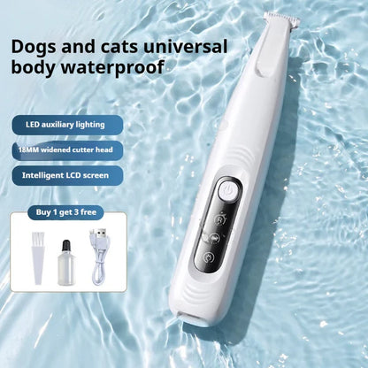Upgrade Dog Paw Trimmer with LED Light – Waterproof Portable Pet Hair Clipper with Display &amp; 18mm Widened Blade