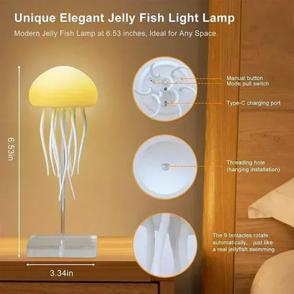 Cartoon Dancing Jellyfish Night Light – RGB Gradient LED Bedside Lamp with Voice Control & Type-C Charging