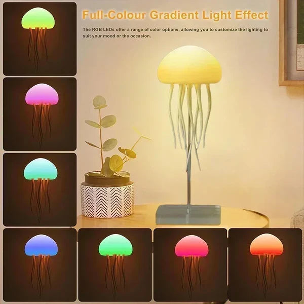 Cartoon Dancing Jellyfish Night Light – RGB Gradient LED Bedside Lamp with Voice Control & Type-C Charging